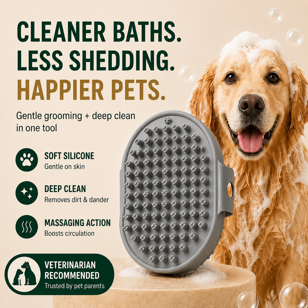 FreshBath™ Bubble Hands Pet Bath Brush