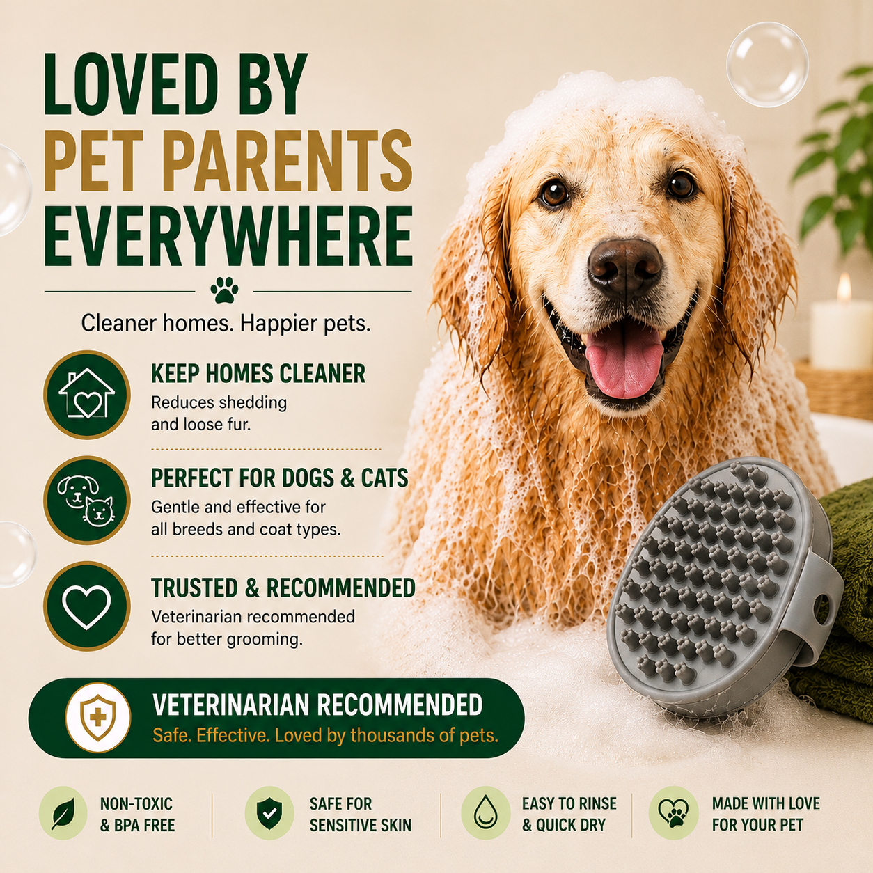 FreshBath™ Bubble Hands Pet Bath Brush