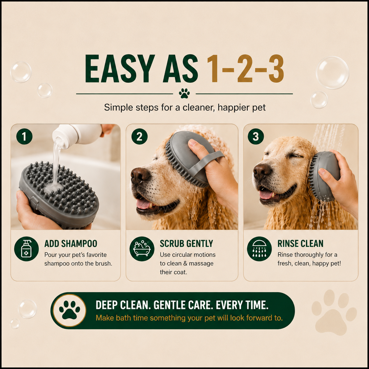 FreshBath™ Bubble Hands Pet Bath Brush